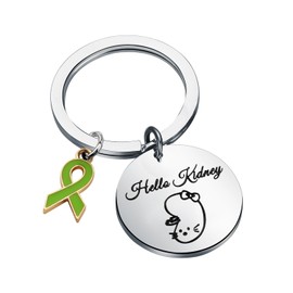 SEIRAA Kidney Disease Awareness Keychain Kidney Transplant Gift Chronic Kidney Disease Green Ribbon Support Keychain (Kidney Keychain)