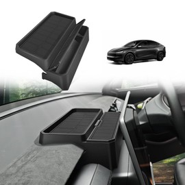 BestEvMod for 2026+ Model Y Juniper Refresh Sunglasses Holder Screen Dash Console Organizer Accessories Dashboard Organizer Back Storage Box Tray with Lid Custom Fit Silicone
