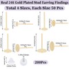 Beebeecraft 1 Box 200Pcs 4 Size Blank Post Earring 24K