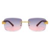 LJCZKA Vintage Rimless Rectangular Sunglasses Men Women Retro Small Square