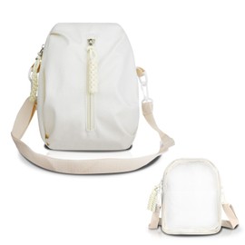 AfitLulu Cross Body Bag Women Transparent Shoulder Bag with Double Zipped Pockets, Crossbody Bags for Women Small Sling Bag Trendy Ladies Chest Bag with Removable and Adjustable Straps (White)