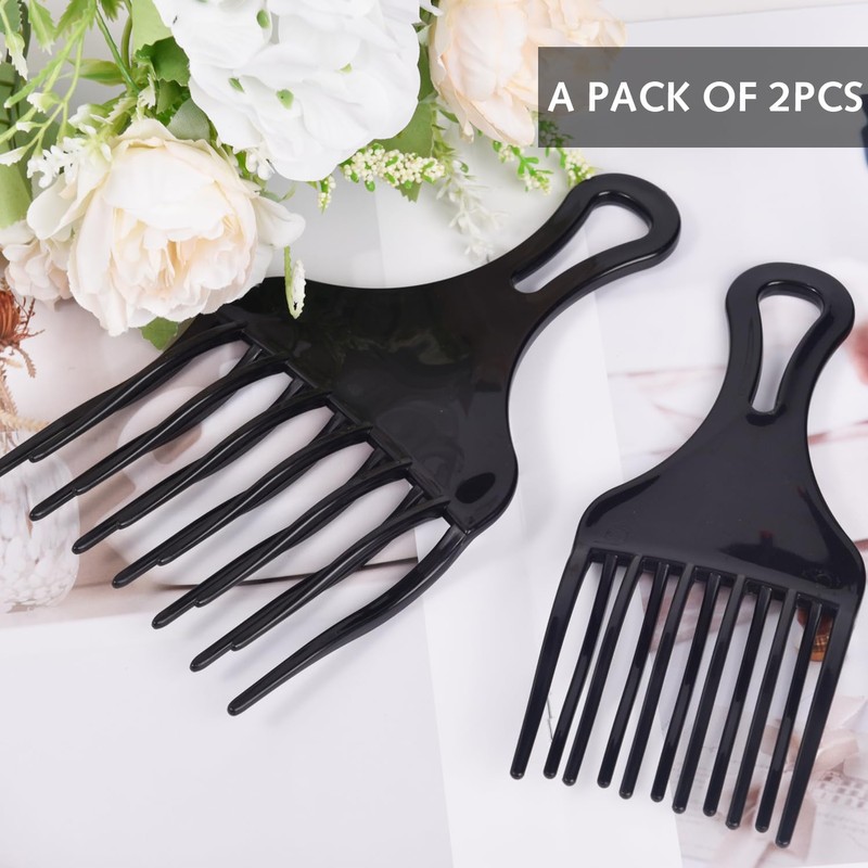 2 Pcs Afro Comb for Curly Hair, Plastic Wide Teeth
