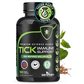 Zenmen Daily Tick Guard Immune Support Supplement - Improved Formula - Japanese Knotweed, Cat's Claw, Chinese Skullcap, Cryptolepis Sanguinolenta, Sweet Wormwood - 180 Vegan Capsules, Made in The USA