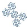 5pcs Table Mats Geometric Hex Shape Hollow Silicone Blue Insulation