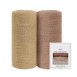 babify Baby Swaddle Blanket Neutral - Lightweight and Breathable Muslin Swaddles for Newborns - Receiving Blanket for Baby Boys and Girls (Brown, 2pack)