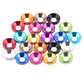 Liovns Mdingbao-Flat Washers M2 M2.5 M3 M4 M5 M6 Aluminum Washer Colorful Anodized Aluminum Countersunk Head Bolt Washer Gasket for Flat Head Bolts,10pcs, Corrosion and Durable