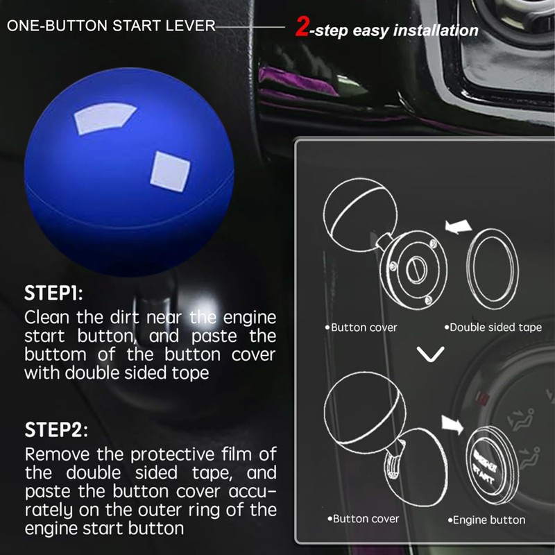 Car Start Push Button Joystick Ball,Car Push Start Button Cover,One-Button