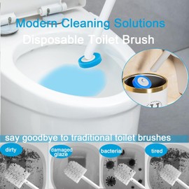 Disposable Toilet Brush - Toilet Stick with Wall Mounted Holder, 16 Toilet Brush Replacement Brush Head, Drill-Free Hooks & Long-Lasting Aromatherapy for a Fresh Bathroom