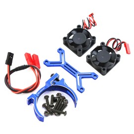 RC Motor Heatsink Dual 20000rpm 30mm Cooling Fan 40-42mm Adjustable Mount for 1/7 1/8 Arrma 4074 Motor, for 4274 4068 4268 Motor Upgrades Part(Navy Blue)