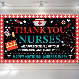 Thank You Nurses Banner Backdrop for Nurses Appreciation Week Decorations, Thank You Nurses Decorations, Nurses Appreciation Week Banner Party Supplies