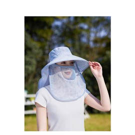 MECOCO Women Sun Wide Brim UV Protection Fishing Hats Foldable Ponytail Summer Hat (CA/US, Alpha, Medium, Large, Blue)