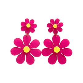 60s 70s Daisy Earrings for Women Flower Drop Dangle Earring Jewelry Earrings for Women (Pink, One size)