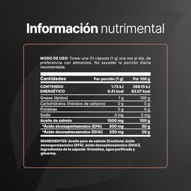 B Life Omega 3  Aceite Puro de Salmn  100 Cpsulas con 1000 mg por porcin  EPA y DHA  Ingredientes Naturales  Omega 3 Salmon Oil.                      