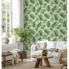 Tommy Bahama - Peel and Stick Designer Wallpaper, Premium Tropical Wallpaper for Bedroom, Powder Room, Kitchen, Self Adhesive, Vinyl, 30.75 Sq Ft Coverage (Escape Route Collection, Aloe)