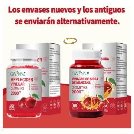 Gominolas Vinagre de manzana,Potencia Máxima 2000mg Contiene Vitaminas B12, B6, Ácido Fólico Y Probióticos Para La Salud Metabólica, Intestinal, Cután