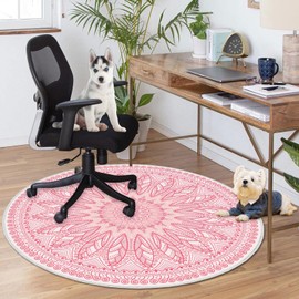 Soofteilliv 4ft/48in Home Office Chair Mat for Hardwood Floor, Anti-Slip Desk Chair Mats, Computer Gaming Chair Mats for Rolling, Low Pile Carpet Floor Chair Mat(Pink-1)