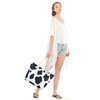 Funky Junque Beach Tote Bag: Cattle Print - Black