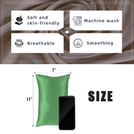 Wuronsa Tiny Pillow, Mini Small Pillow for Travel, Dogs, Cats, Mini Pillows Support for Neck, Wrist, and Knee, Travel Pillow and Small Decorative Pillow(2pcs Light Green Silk)