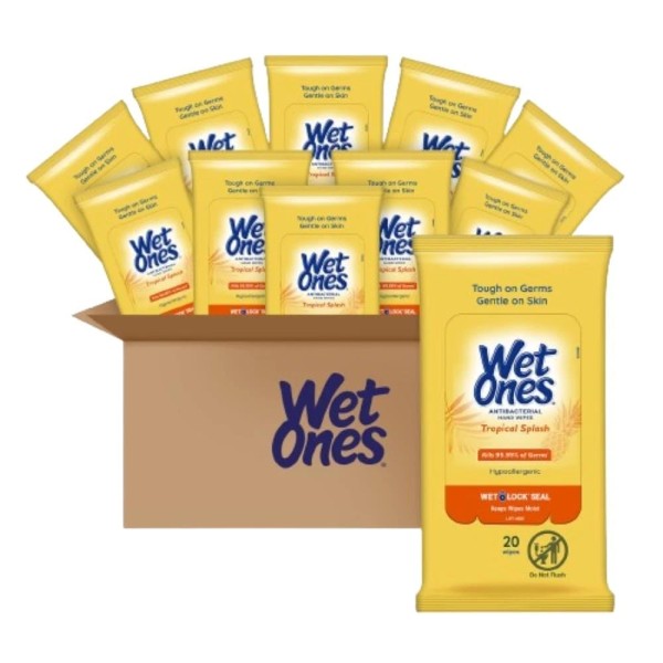 Wet Ones Tropical Splash Hand Wipes 10 Packs 20 Wipes
