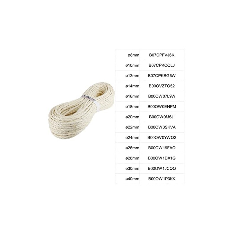 Agave Sisal Rope 12 mm 10 m 4 Strand Twisted