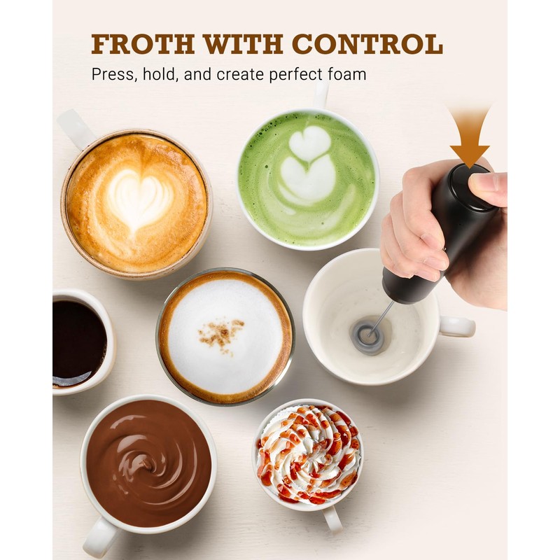 SIMPLETASTE Milk Frother Handheld Electric Foam Maker, Drink Mixer with