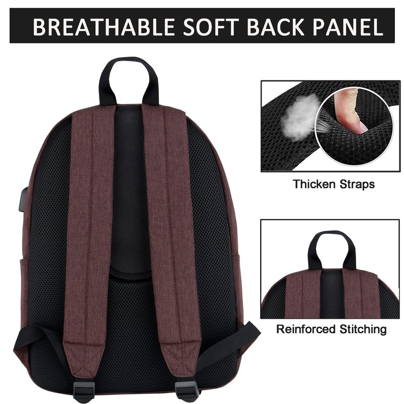 SUPACOOL Lightweight Casual Laptop Backpack with USB Charging Port For