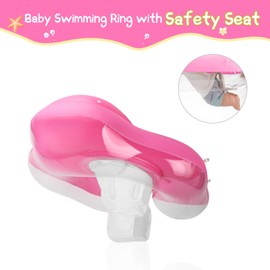 WYRIAZA Baby Swimming Ring with Removable Sun Canopy, Baby Swimming Ring from 3-6-36 Months, Swimming Aid Swimming Ring with Safety Seat for Ages 1-3 Years and Above