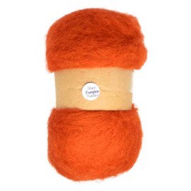 The Felt Box Carded Needle Felting Wool Maori DHG Natural Carded Batt with Coarse Short Fibres 100g -Pumpkin