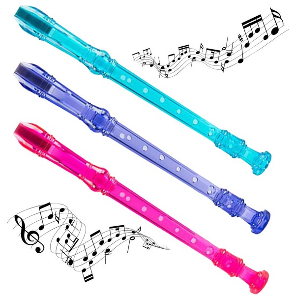 ArtCreativity Recorders for Kids, Set of 3, Recorder Music Toys with Cleaning Rods, Colorful Musical Instruments for Children, Music Birthday Party Favors, Goodie Bag Stuffers, and Teacher Rewards