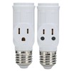 2Pcs 3 Prong Light Socket Adapter Plug White E26 Light