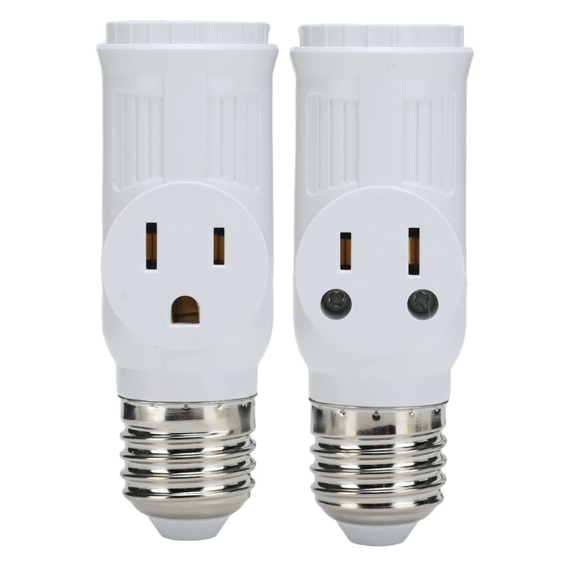 2Pcs 3 Prong Light Socket Adapter Plug White E26 Light