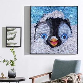 EEZYCHOIC 5D Diamond Painting Kits for Kids Full Drill Painting by Number Kits DIY Mosaic Making Arts Crafts Supplies for Children's Gifts (Penguin)