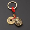 Opexicos 3Pcs Lucky Pure Brass Fortune Cat Keychain with Five