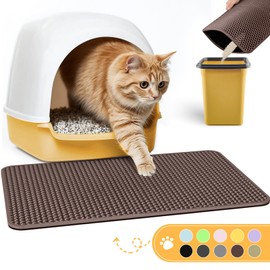 Cat Litter Mat - 23.2'' x 29.1'' Large Litter Trapping Mat, Easy to Clean Litter Box Mat, Waterproof, Urine-Proof, Non-Slip Kitty Litter Mats for Floor, Brown