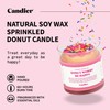 Donut Worry Scented Candle, Natural Soy Candle w/Strawberry, Cream Donut