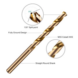 3/8" Inch Cobalt Drill Bits - 3 Pack of M35 Cobalt Drill Bits with Storage Case - Perfect Drill Bits for Metal, Hardened & Stainless Steel, Cast Iron, and More!