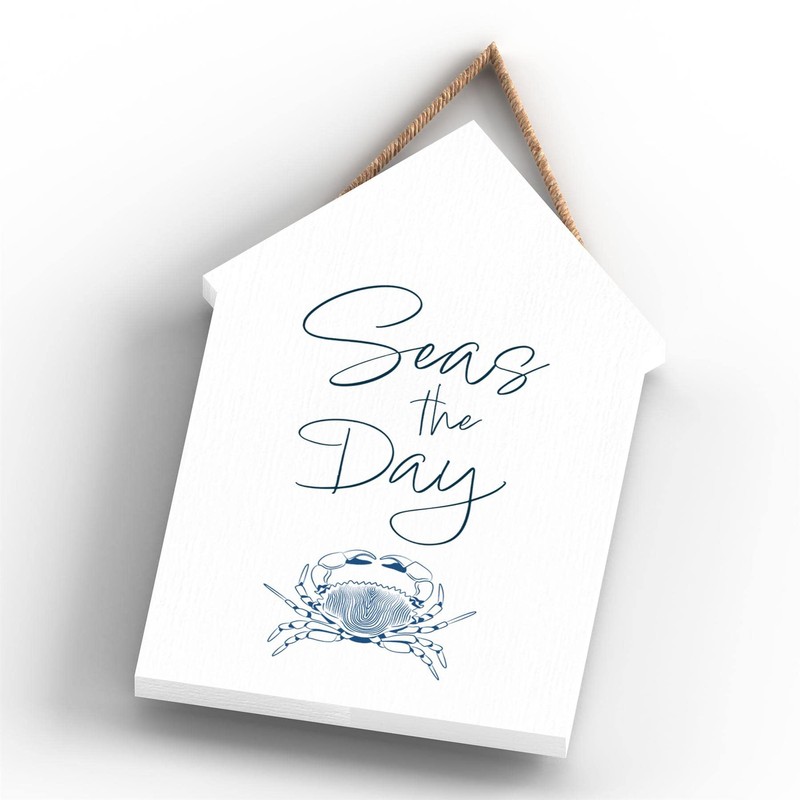 Global Designs Seas The Day Coastal Blue Nautical Sign Wooden