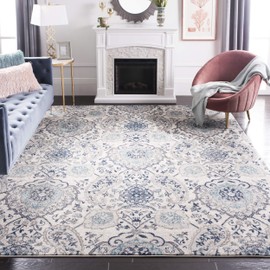 SAFAVIEH Madison Collection MAD600C Boho Chic Glam Paisley Non-Shedding Living Room Bedroom Area Rug, 5'3" x 5'3" Square, Cream / Light Grey