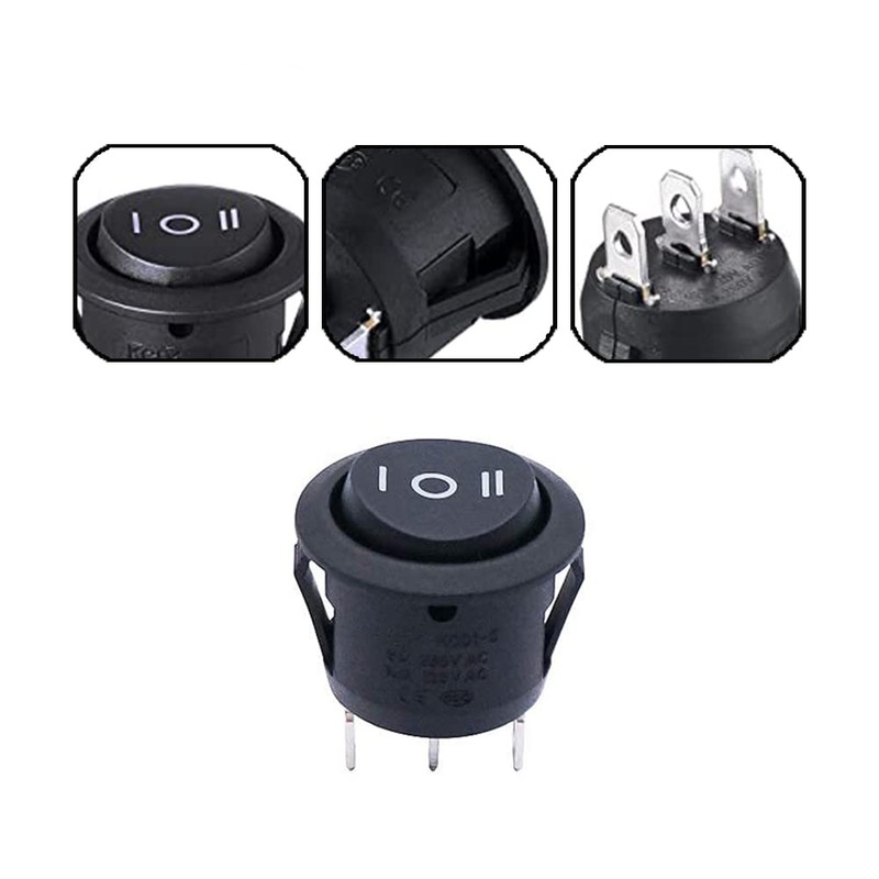 SAMCOS Switch Power Rocker Switch 3 Way Switch Snap-in Round