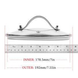 Tighall Universal Lid for Pots, Pans and Skillets, Tempered Glass Lid Fits 7" Diameter Cookware Replacement Cover with Steam Vent Hole and Heat Resistant Handle