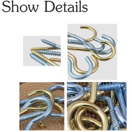 donjon Screw Hooks, 2.75 Inch Stainless Steel Ceiling Hooks, Cup Hooks, Screw Hooks, Stainless Steel, for Bathroom, Kitchen, Wall Ceiling Hanging, Indoor and Outdoor Use, Pack of 20, Gold