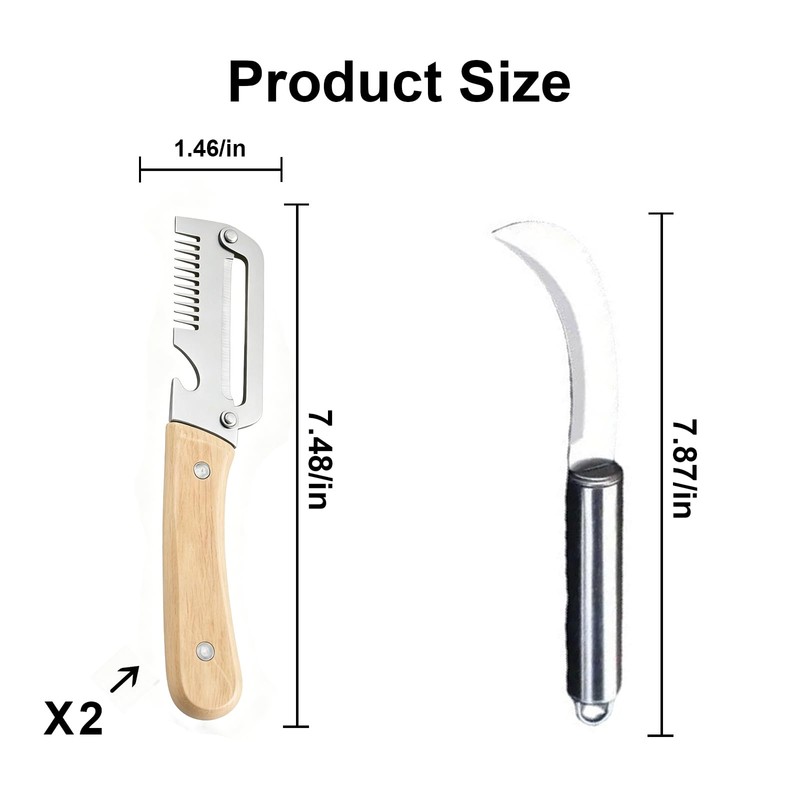 Premium Vegetable Peeler with Wooden Handle and Bottle Openerand Fish-Scaler