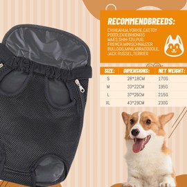 FunnAura Dog Backpack Carrier, Adjustable & Breathable Front Dog Rucksack Carrier for Small Medium Dogs (S)