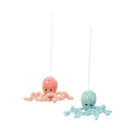 C&F Home Beaded Octopus Ornament, Assortment of 2, A/2 4" x 4" x 2" Coral