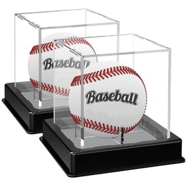 SAHENITEANA Vitrina de béisbol para Pelotas, Vitrina de béisbol con Soporte de béisbol Vitrina de béisbol acrílica Vitrina de béisbol con protección UV (Transparente 2)