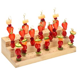 Food Skewer Holder Wooden Pick Stand Catering Supplies Buffet Display Board with Holes Rectangular Appetizer Skewers Tray Multi Level Food Display Stands for Party Cocktail Pick Stand (3 Tier)