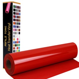 RENLITONG Red Iron on Vinyl 12Inch by 35ft Roll HTV - Heat Transfer Vinyl for T-Shirt HTV Rolls for All Cutter Machine - Easy to Cut & Weed for Heat Transfer Design