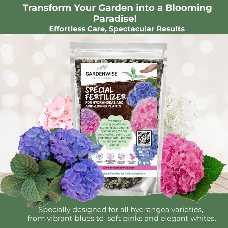 GARDENWISE Slow Release Hydrangea Fertilizer with Iron & Sulfur –