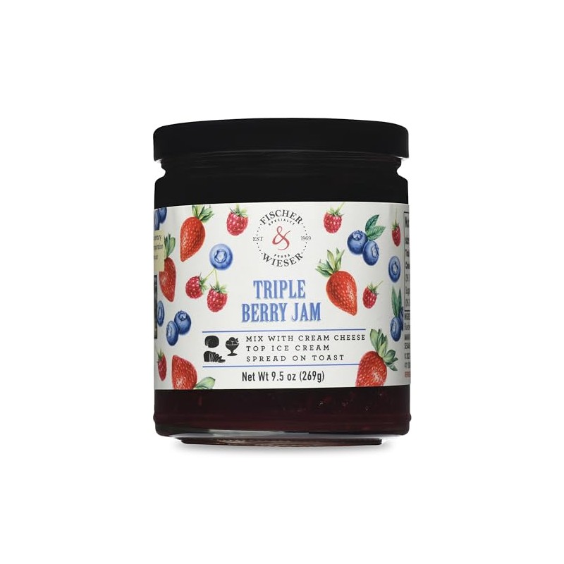 Fischer & Wieser Triple Berry Jam, 9.5 Ounce (Pack of