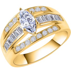 Non Tarnish Golden Rings for Women Jewelry Set， Cubic Zirconia Travel Wedding Dainty Rings for Women Size 7-11 Bridal Set Anniversary Promise Wideband Promise Vintage Engagement Rings Gift for Her